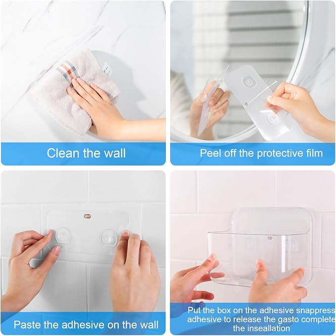 CGBE 2-Pack Cabinet Door Organizer, Self Adhesive Bathroom Shelves, Clear | Acrylic Shower Caddy, Wall Mounted Storage, No Drilling, Automatic Draining, For Cabinet Door and Shower Wall - Image 5
