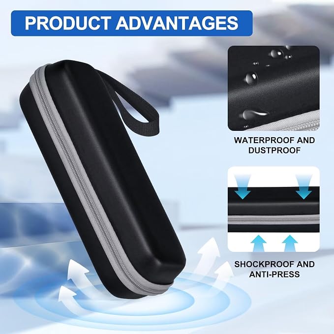 Travel Case for Oral-B/Oral-B Pro/Phlips Sonicare Electric Toothbrush with 2pcs Toothbrush Heads Cover Cap, Portable Hard Protective Storage Bag with Accessories Storage (Black) - Image 5