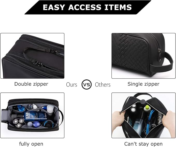 BAGSMART Toiletry Bag for Men, Travel Toiletry Organizer Dopp Kit Water-resistant Shaving Bag for Toiletries Accessories, Door Room Essentials, Black-medium - Image 4