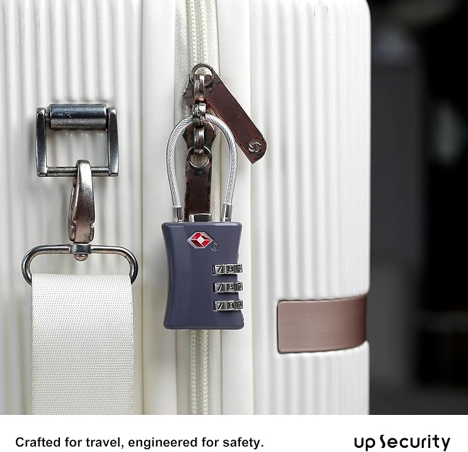 TSA Locks for Luggage, Small Combination Padlock with Cable, Luggage Locks TSA Approved for International Travel Essentials, Suitcase, Backpack Zipper, Locker, Flight Attendant Accessories - Image 7