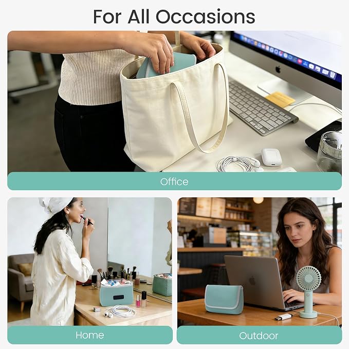 LENTION Mint Green Neoprene Electronic Organizer Pouch with Hook-and-Loop | Compact Tech Storage Fits Laptop Adapter, Mice, Charger, Power Bank & Cable to Keep Daily Travel Accessories Neatly Sorted - Image 9