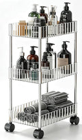 Sooyee Slim Clear 3-Tier Plastic Rolling Utility Cart with Wheels | Multi-Functional Storage Trolley, For Office, Living Room, Kitchen, Movable Storage Organizer by Sooyee