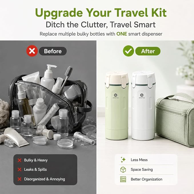4 in 1 Travel Dispenser Bottle Four One Items Toiletry Containers Shampoo for Toiletries 4in -1 Soap 4-in-1 Leak Proof Rotatable Setpump Creams Sized TSA Refillable Lotion Cosmetic to Fill (White) - Image 6