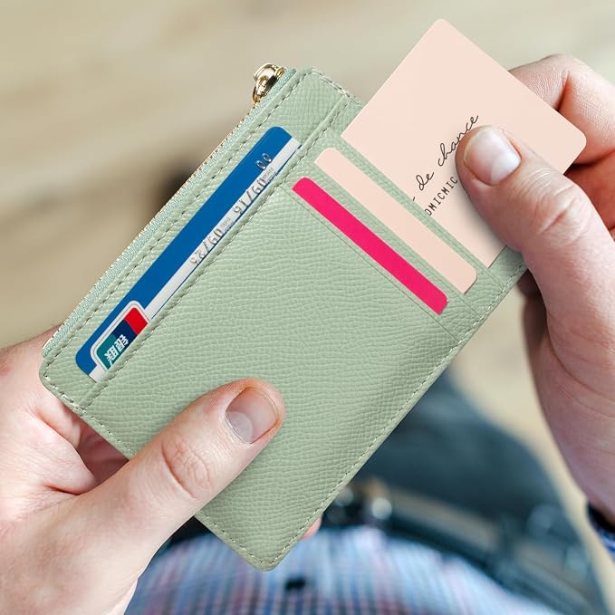 Valentoria Slim RFID Blocking Card Holder Small Pocket Wallet Keychian Zipper Coin Purse Mini Cash & Coin & Cards Case for Women Men | Slim - Image 4