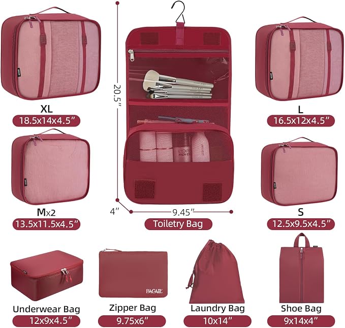 BAGAIL 6 Set/8 Set/10 Set Packing Cubes Various Sizes Packing Organizer for Travel Accessories Luggage Carry On Suitcase - Image 2