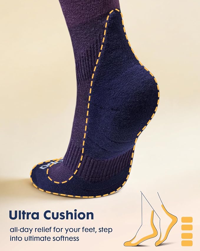 Comfortable Cotton Compression Socks | 20-30mmHg Ankle Arch Support Socks, Breathable Extra Cushion for Flying Travel Nurse, Graduated Support for Women Men - Image 3