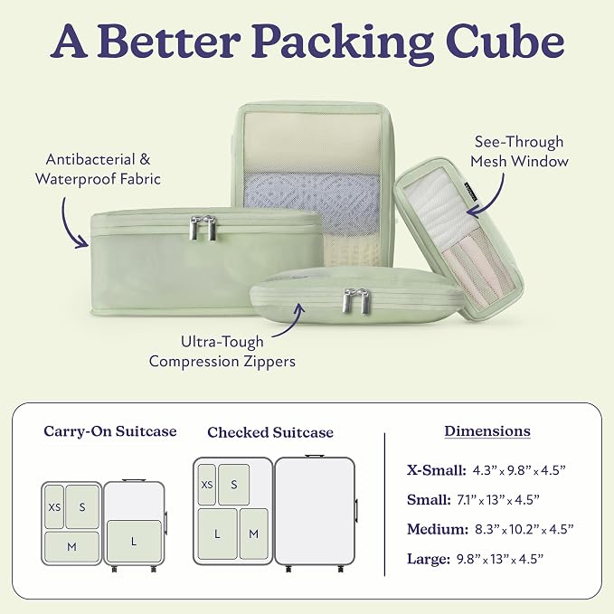 Vandel Space-Saving Compression Packing Cubes for Women 4-Pack Compressible | Luggage Packing Cubes for Travel Compression Organizer Bags, Carry On Suit Case, Space-Saving, Packing Cubes for Women - Image 3