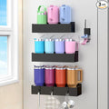 HuggieGems Metal Magnetic Water Bottle Holder for Refrigerator, Cup Holder Organizer for Stanley and Tumbler for Kitchen, 3 Pack, Jet Black by HuggieGems