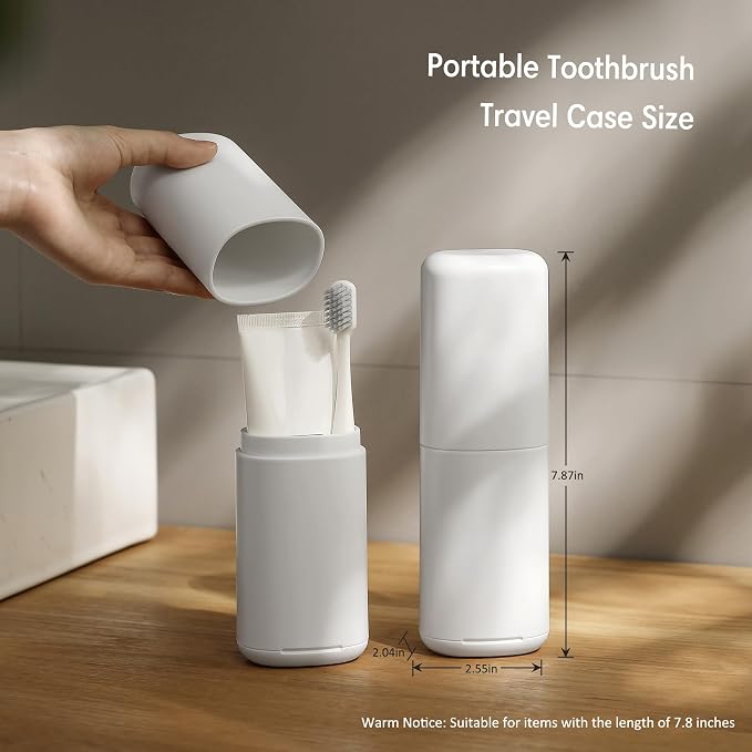BALUCA Travel Toothbrush Case, Portable Tooth Brush Holder and Toothpaste Cover Container with Mouthwash Cup, Compact Oral Clean Tools Organizer for Traveling/Camping/School/Home - Large Capacity - Image 6
