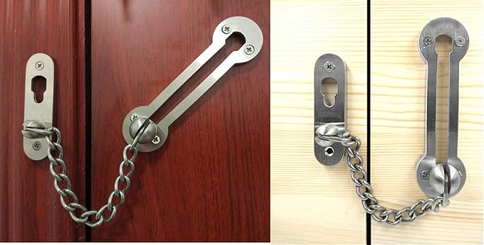 Extra-Thick Door Chain Lock- Sus304 Stainless Steel Casting Door Security Chain Guard, Heavy Duty Latch Lock for Inside Door, Brushed Nickel Finish (Deluxe Extra-Thick:3 mm) (EK-07) - Image 5