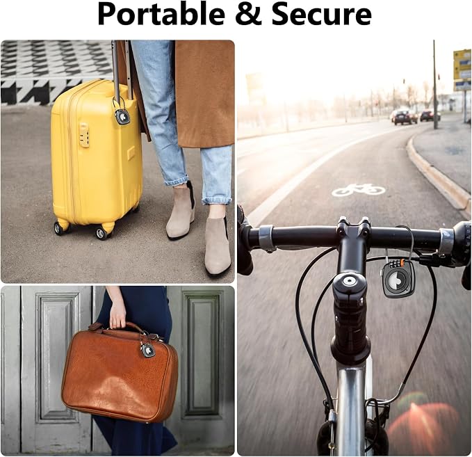 Compatible with Apple AirTag Secure Lock with Wire Cable, 3-Digit Combination Luggage Locks, Alloy Body Ultra Durable Anti-Lost Protective Case for Luggage, Suitcase (Black*2) - Image 7