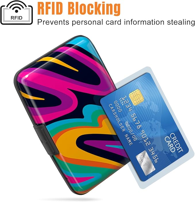 Rimilak Aluminuml Credit Card Holder,Flowing Color | Mini Credit Card Wallet RFID Blocking Slim Metal Hard Case for Women Men - Image 2