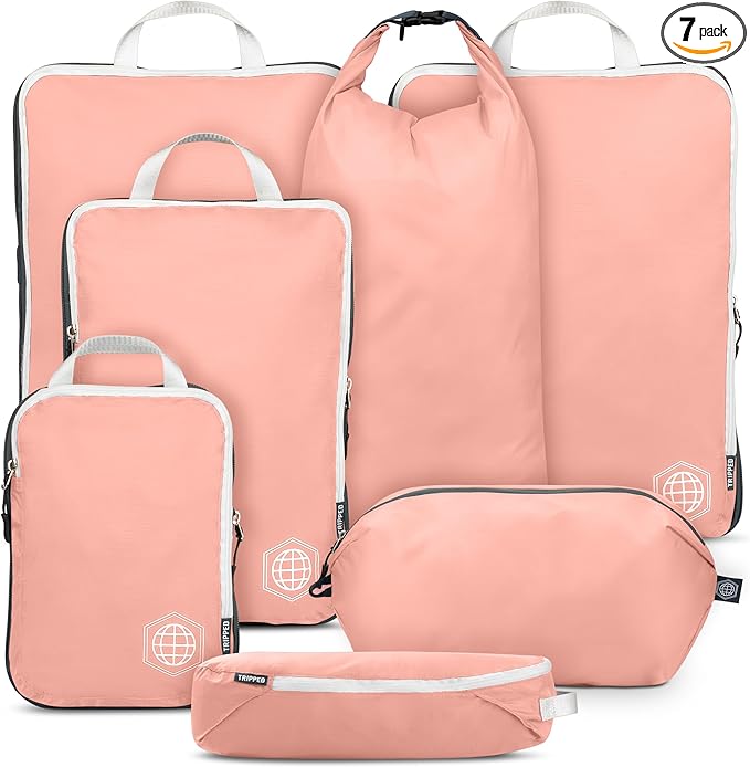 TRIPPED Travel Gear Large Compression Packing Cubes 7-Piece Set for Travel by TRIPPEDTravelGear