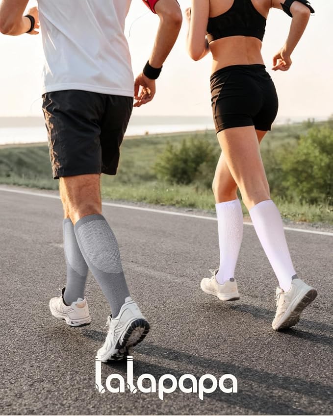 Comfortable Cotton Compression Socks | 20-30mmHg Ankle Arch Support Socks, Breathable Extra Cushion for Flying Travel Nurse, Graduated Support for Women Men - Image 2