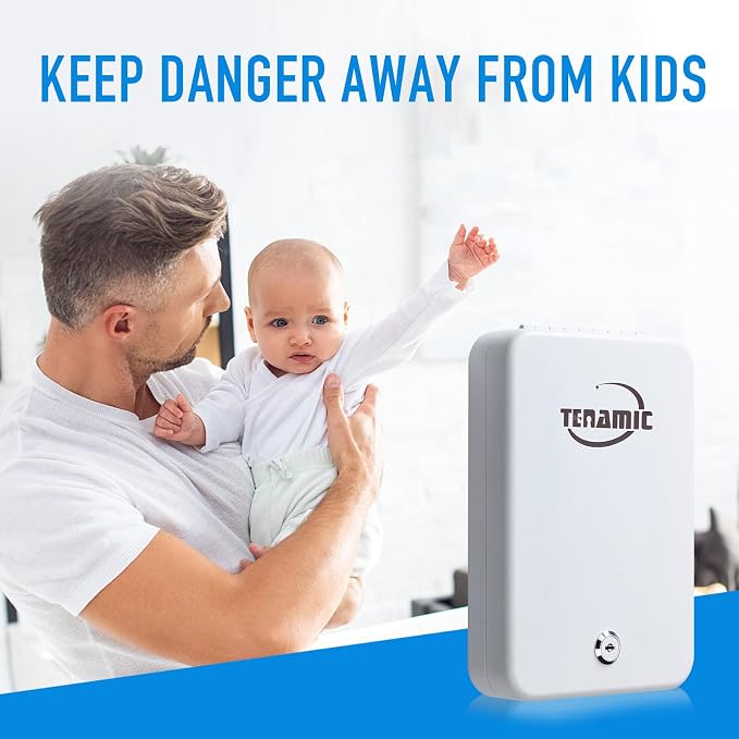Tenamic Pistol Safe, Portable Travel Gun Safe, Solid Steel Handgun Lock Box for Home, Gun Safes for Car, White - Image 6