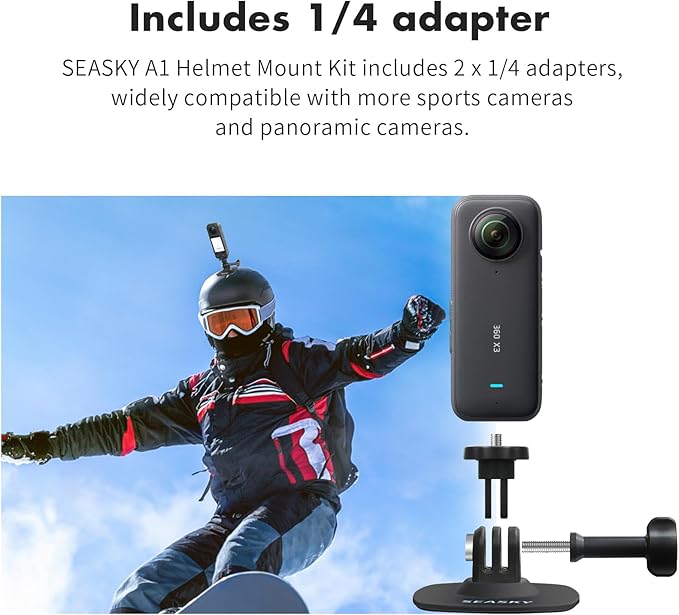 SEASKY 2Pack A1 Flexible Adhesive Helmet Mount use Genuine 3M Adhesive | For GoPro Hero13/12/11/10/9 Max DJI Action 6/5/4/3 Insta360 X5 X4 X3 Ace Pro 2 Sports Camera Accessories Flat Curved Surfaces - Image 4