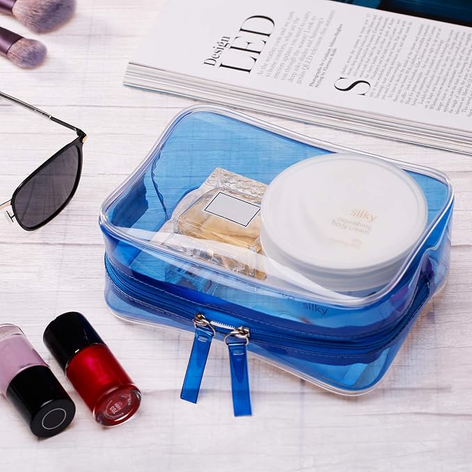 5 Pack Clear PVC Zippered Toiletry Carry Pouch Portable Cosmetic Makeup Bag for Vacation, Bathroom and Organizing - Image 3