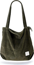 KALIDI Women Corduroy Tote Bag Zipper Casual Tote's Handbag Big Capacity Shoulder Bag with Pockets by KALIDIFANCYFOREST