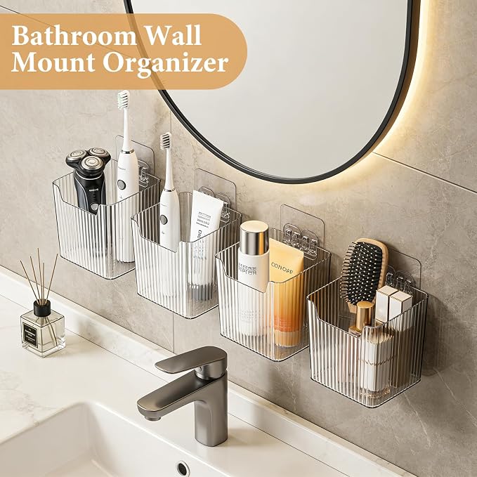 8 Pcs Plastic Cabinet Door Organizer Adhesive Clear - Image 4