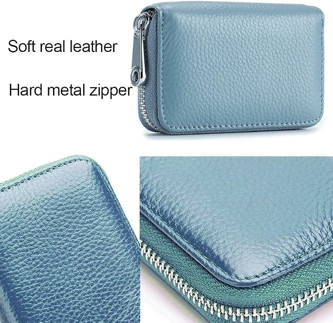 RFID Credit Card Holder Genuine Leather Credit Card Wallet with Zipper | RFID - Image 6