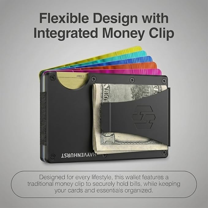 Wallet for Men - Slim RFID Blocking Metal Wallet with Money Clip, Minimalist Front Pocket Credit Card Holder, Small Mens Wallet - Image 4