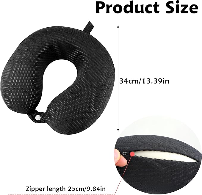 Gjinxi Neck Pillow Replacement Cover Travel U Neck Pillow Case Cover Travel Neck Pillow Cover Pillow, 13.39‘’ U Shaped Neck Pillow Washable Cover, Airplane Pillow Cover (Only Pillow Covers, no Filler) - Image 2