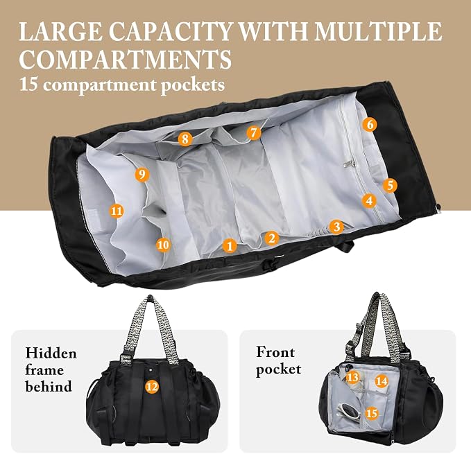 Expandable Shoulder Bag | Water Resistant, Foldable Carry On, Reinforced Zipper, Extended Shoulder Strap, Multi-purpose Gym Sports Weekend Crossbody - Image 4