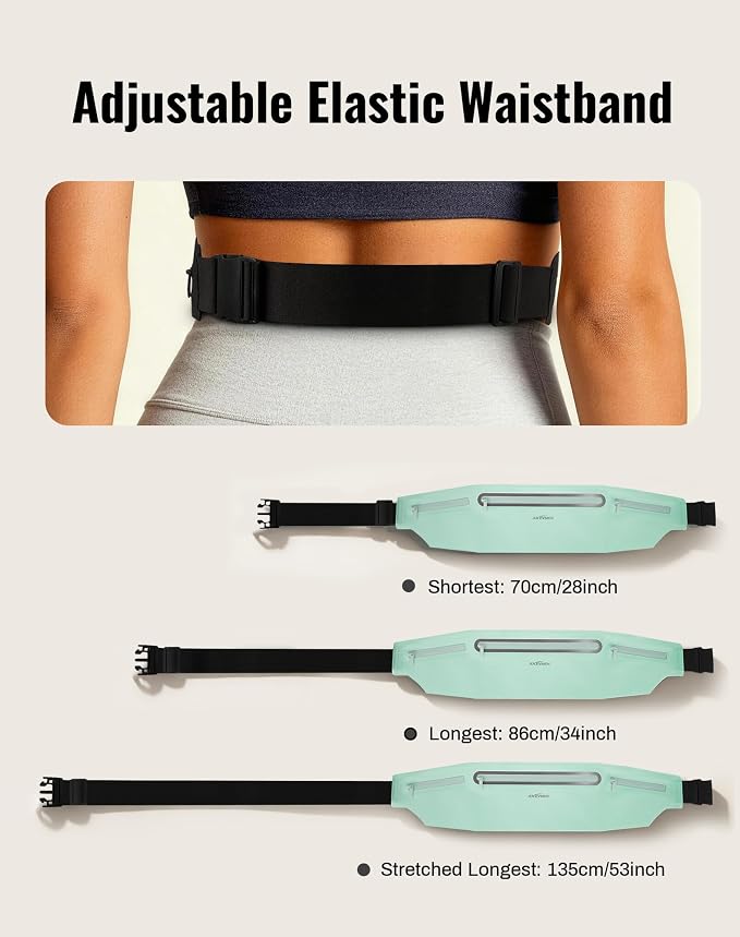 Running Belt for Women & Men-Ultra Light Slim Running Belts | Water-Resistant Phone Holder, 7 Pockets, Adjustable Waist Strap & Reflective Safety for Running, Hiking & Fitness - Image 5