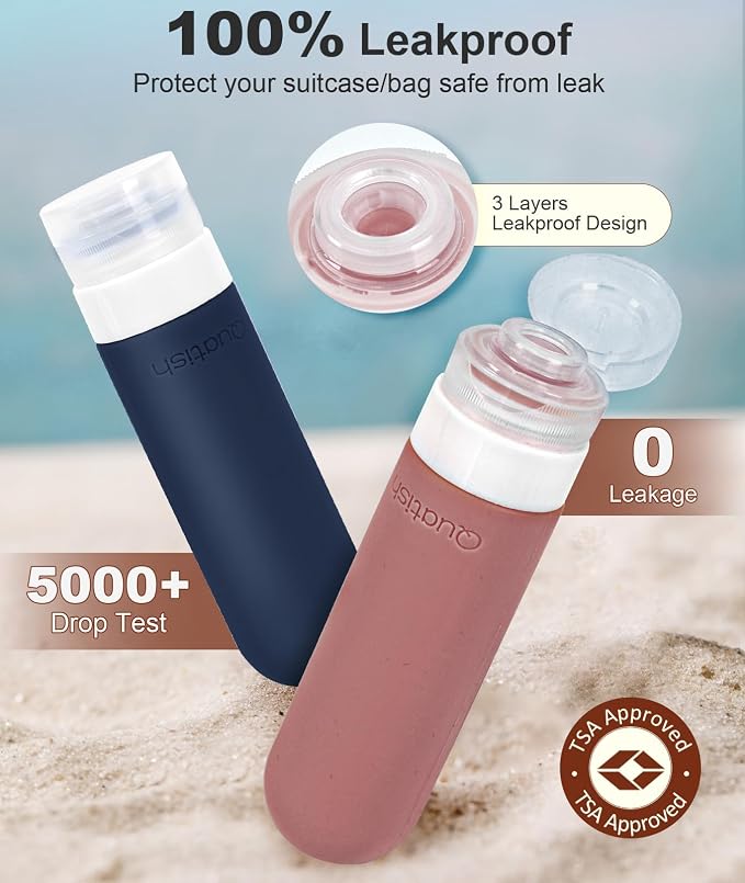 Quatish Travel Bottles for Toiletries 6 Pack, Original Patented Leakproof 3 oz Tsa Approved Travel Size Containers, BPA Free Silicone Shampoo and Conditioner Bottle, Cruise Camping Essentials, Morandi - Image 2