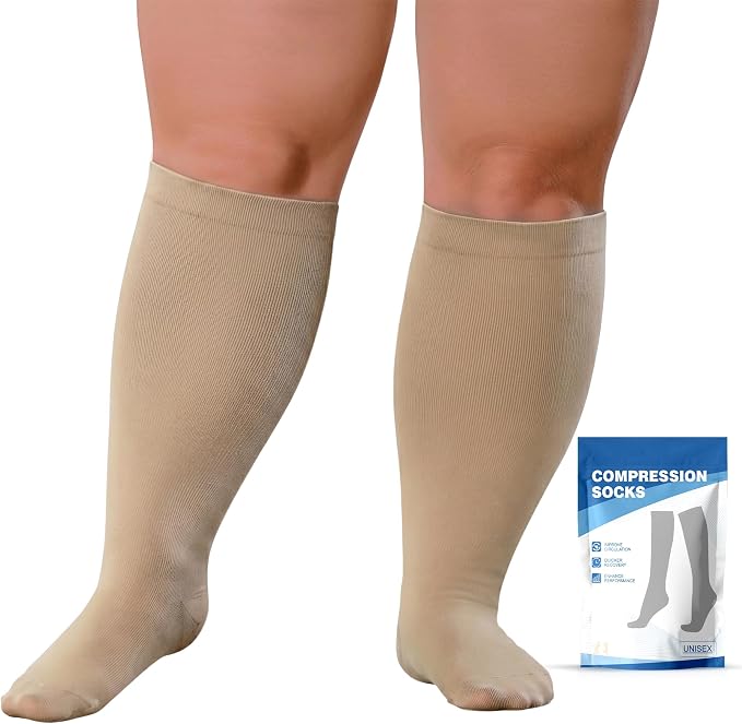 Plus Size Compression Socks: Wide Calf for Women Men 20-30 mmHg | Up to 7XL-Compression Socks for Travel Nurses Pregnant by BODALA