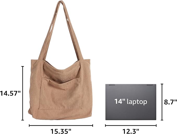 WantGor Women Corduroy Tote Bag, Large Shoulder Hobo Bags Casual Handbags | Big Capacity Shopping Work Bag - Image 3
