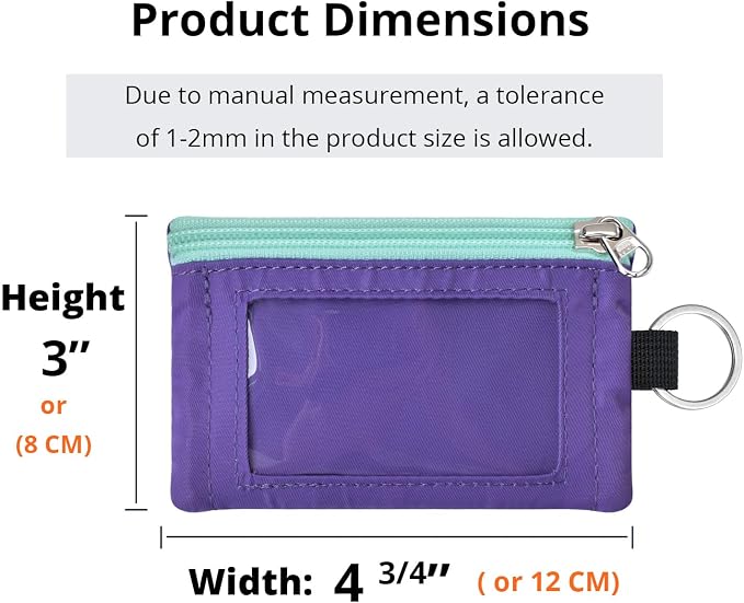 RFID Blocking Travel Wallet with Adjustable Lanyard, Small Nylon Zipper Pouch and Badge Holder for ID, Credit Cards, Cash, Keys, Commuters (Violet) - Image 3
