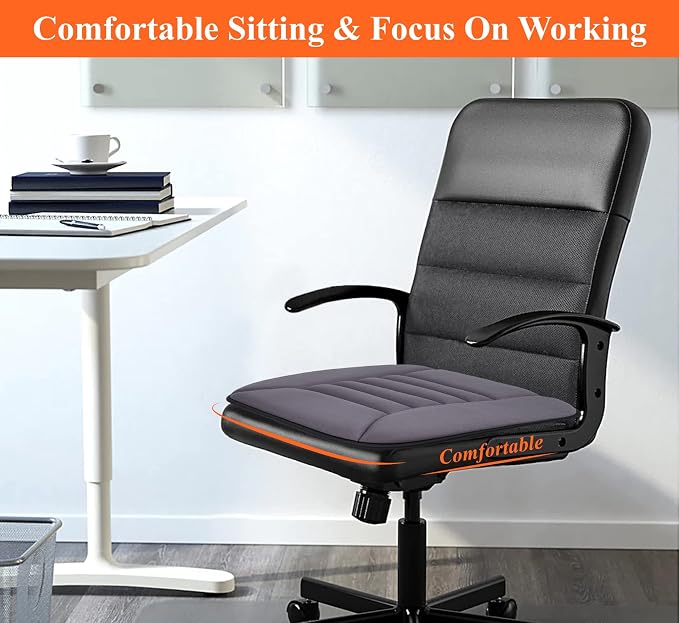 kingphenix Memory Foam Car Seat Cushion for Driver and Office Chair Comfort | 1.2-Inch-Thick Memory Foam Seat Pad, Soft, Breathable Fabric, Non-Slip Silicone Bottom for Long Drives and Office Use, Black - Image 3