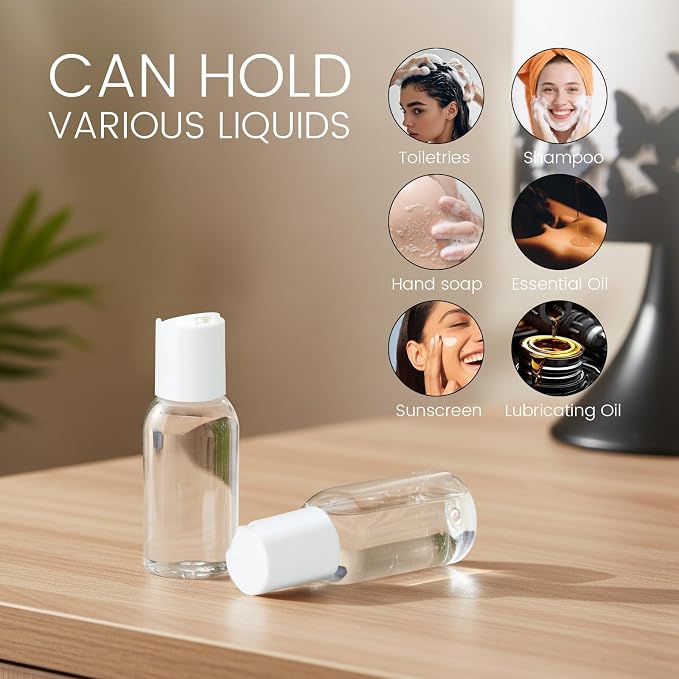 TRENDBOX 30ml / 1oz Transparent Plastic Bottle with Secure Flip Cap, Leak-Proof Travel Container for Shampoo, Lotion, Liquid Soap Refill — DIY Travel Kit (6-Pack) - Image 7
