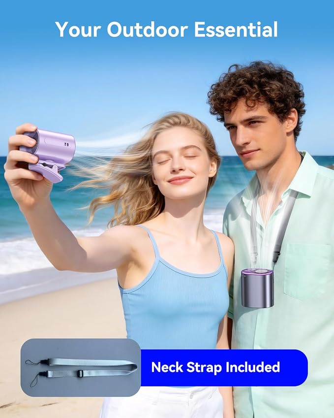 Clip-On Portable Fan with Ice Cooling, 20000 RPM Rechargeable Handheld Turbo Fan, 360° Rotating Detachable Clip, Mini Stroller Fan for Baby, Compact Travel Essentials, Summer Gifts for Women,Purple - Image 7