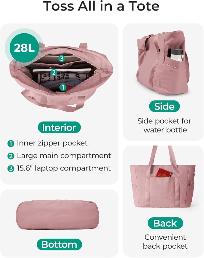 BAGSMART Tote Bag for Women, Tote Bag with Zipper Work Tote with Compartments Nurse Shoulder Hanbag for Travel, Gym - Image 3