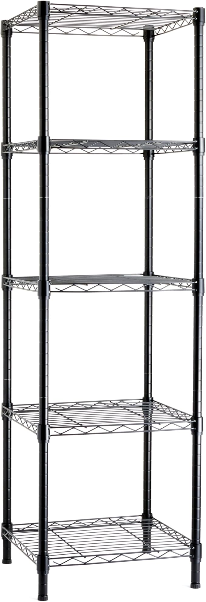 Amazon Basics 5-Shelf Tower Adjustable Storage Shelving Unit for Garage, Rust-Resistant Steel, 150 lbs Per Shelf, 16"W x 16"D x 54"H, Black by AmazonBasics
