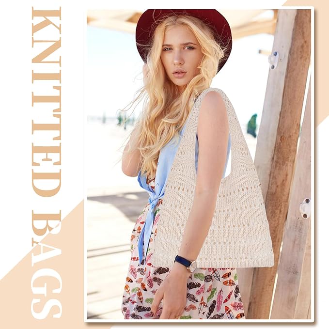 Sightor Crochet Tote Bag, Mesh Beach Bag Knit Summer Hobo Bag for Women | Beach Tote bag Vacation Outfits Aesthetic Boho Bag - Image 6