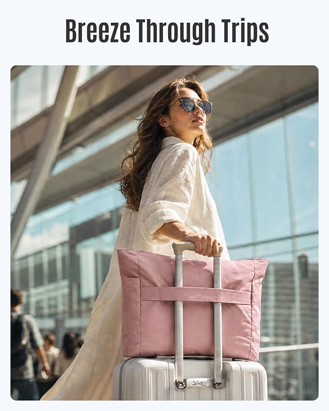 LIGHT FLIGHT Tote Bag for Women, 2-Pc Puffy Tote Bag Set with Compartments, Lightweight Large Shoulder Handbags for Travel - Image 9