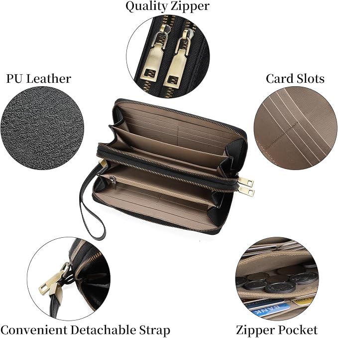 Wallets for Women Trifold Wristlet Wallets Large Capacity RFID Blocking Ladies Purse Credit Card Holder - Image 5
