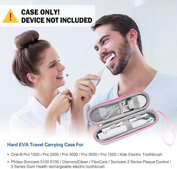 ProCase Toothbrush Travel Case for Oral-B & Sonicare -Pink | Fits Oral-B Pro/IO Series & Sonicare, Hard EVA Cover, Storage Bag Holder with Mesh Pocket - Image 2