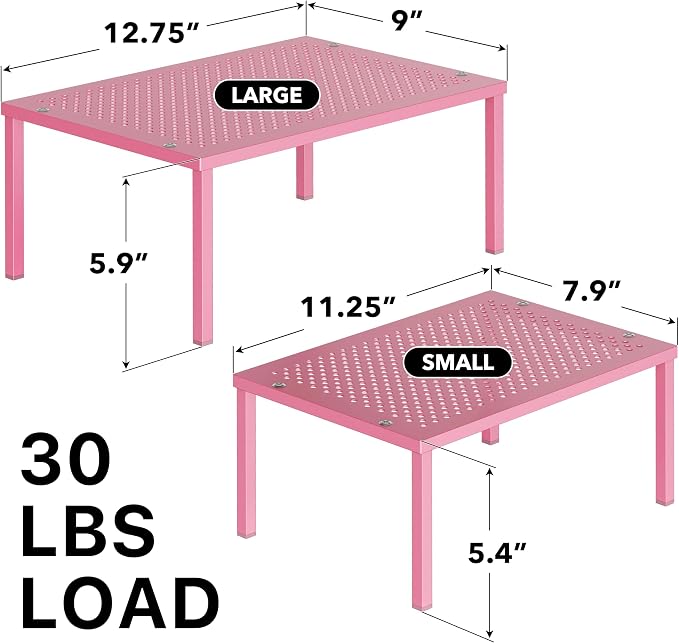 Simple Houseware Expandable Stackable Kitchen Counter Shelf Organizer, Pink, Metal Top, 11.25 in L x 7.9 in W x 5.4 in H | Expandable & Stackable 9" D x 12.75" W x 5.9" H - Image 3