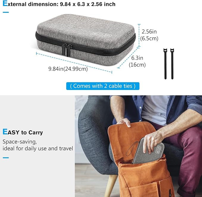 ProCase Hard Travel Electronic Organizer Case for MacBook Power Adapter Chargers Cables Power Bank Apple Magic Mouse Apple Pencil USB Flash Disk SD Card Small Portable Accessories Bag - Image 6
