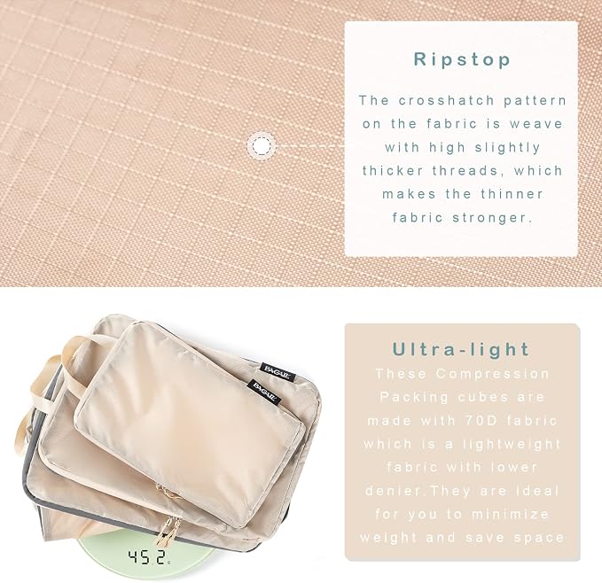 BAGAIL 6 Set Ultralight Compression Packing Cubes Packing Organizer for Travel Accessories Luggage Suitcase Backpack - Image 4