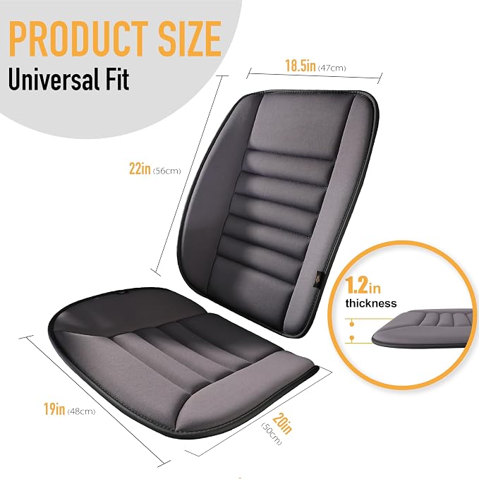 kingphenix Car Seat Cushion with Back Support Pillow, Memory Foam, Grey | Memory Foam Car Cushion for Long Driving, Truck, Office Chair, Tailbone and Lower Back Support - Image 7