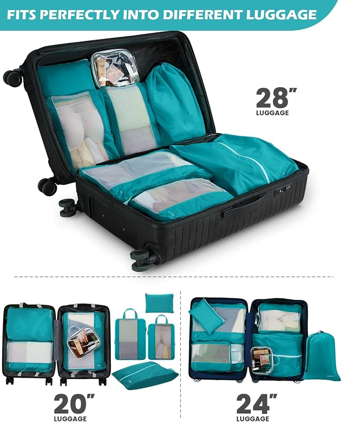 Gonex Compression Packing Cubes for Travel, Mesh Bags Luggage Organizers | Set of 8 with 4 Bags for Toiletry Essentials, Fits 20"Carry-on Suitcases, Double Zipper Compression, Lightweight (1.08 lbs) - Image 7