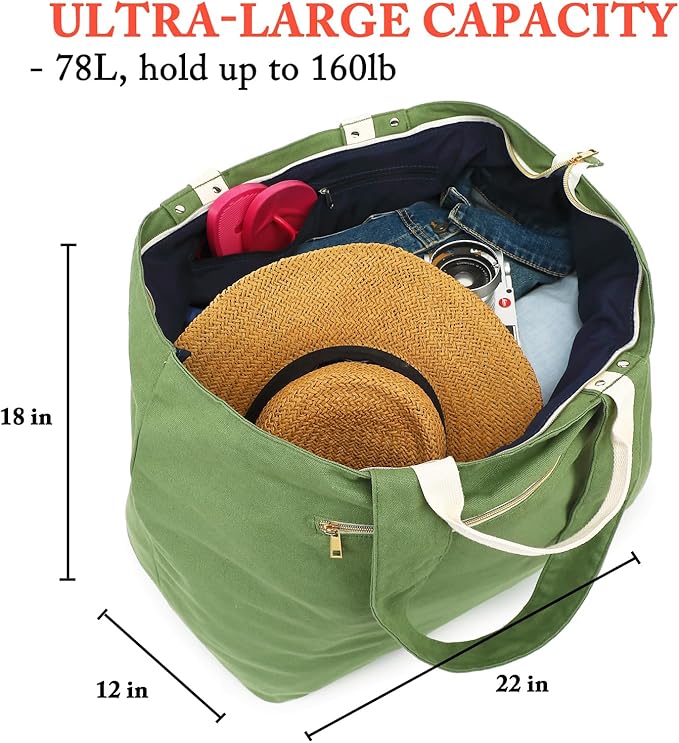 Fammart Beach Bags Waterproof Sandproof for Women, Large Canvas Pool Bag with Leakproof Wet Pocket & Zipper Cruise Essentials - Image 5