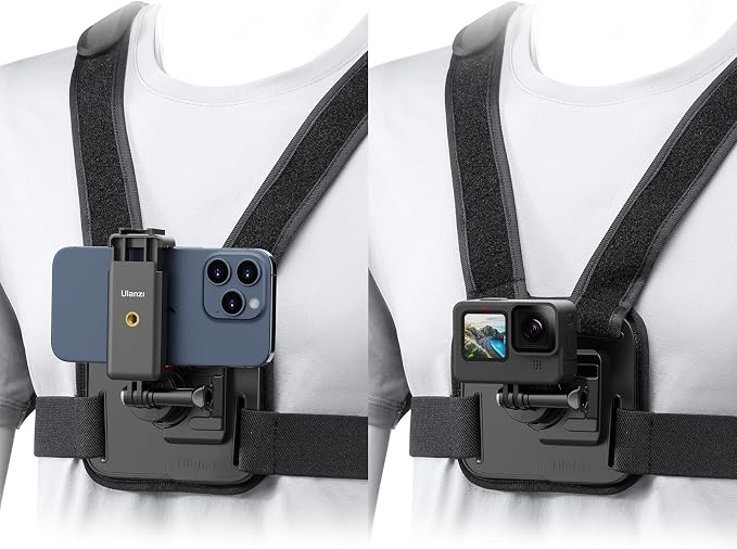 ULANZI CM028 Adjustable Chest Mount Harness for Action Camera Phone | Vertical/Horizontal Switch, for GoPro DJI Insta360 iPhone Samsung, Adjustable Straps, POV Shooting by ulanzi