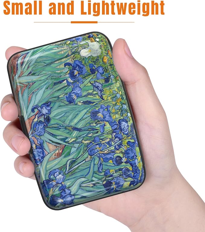 Rimilak Aluminuml Credit Card Holder,Blue Flower | Mini Credit Card Wallet RFID Blocking Slim Metal Hard Case for Women Men - Image 3
