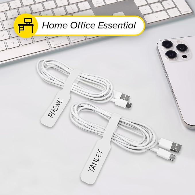 Wrap-It Storage Cable Labels - Large (30-Pack) White | Write On Cord Labels, Wire Labels, Cable Tags and Wire Tags for Cable Management and Organizer for Electronics, Computers - Image 8